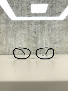 NWOT CHANEL Black and Gold Rectangular Optical Glasses, CH 2221